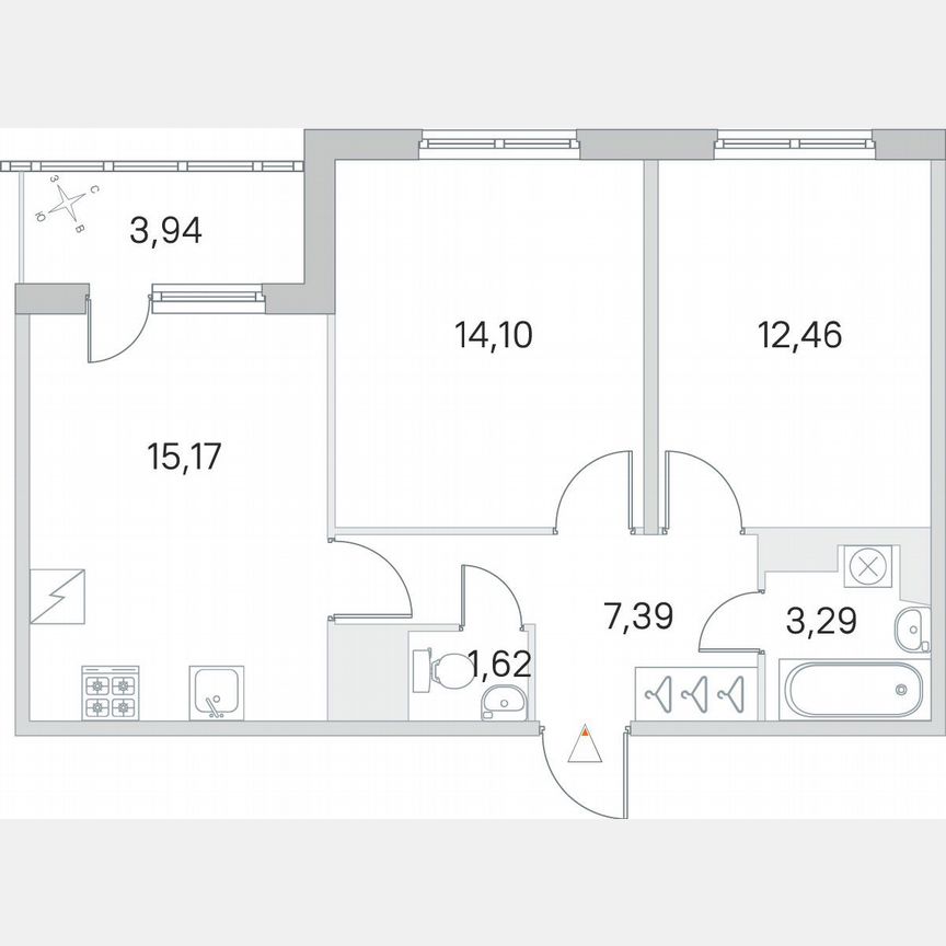 2-к. квартира, 56 м², 2/5 эт.