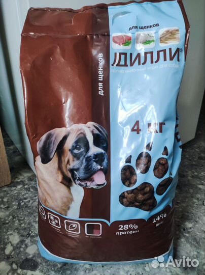 Корм для собак щенков Дилли 4 кг