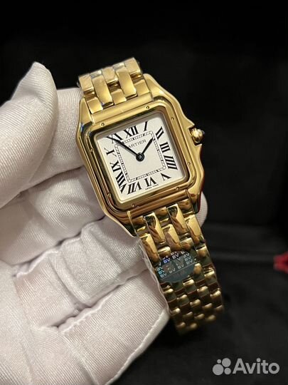 Часы cartier panthere 27 мм большие желтое золото