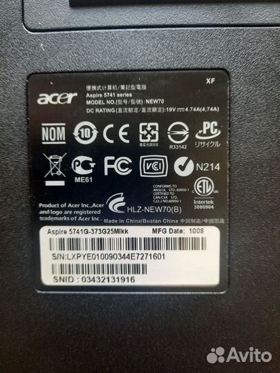 Ноутбук Acer aspire 5741g (ram 8gb)