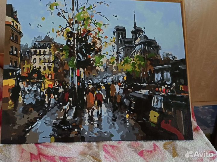 Картина ирисы в раме под стеклом