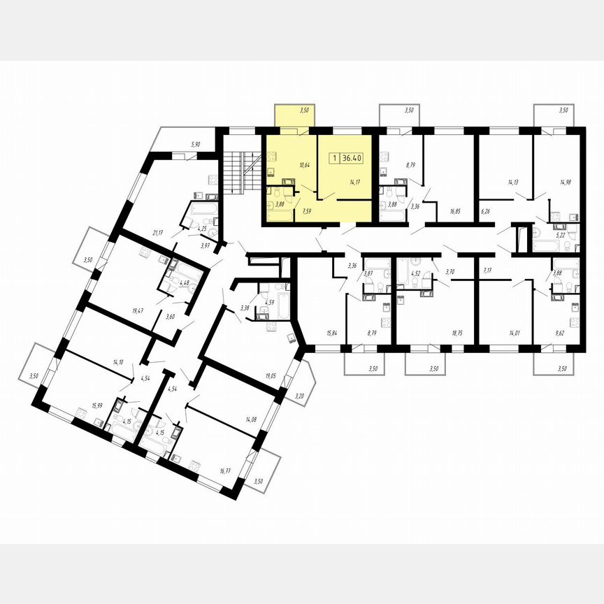 1-к. квартира, 36,4 м², 3/3 эт.