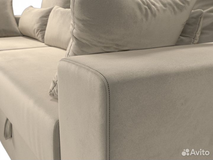 Диван угловой Майами левый угол, микровельвет, бежевый