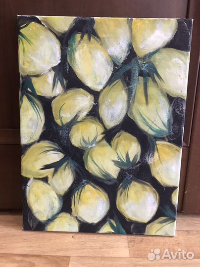 Картина масло+мастихины Лимоны