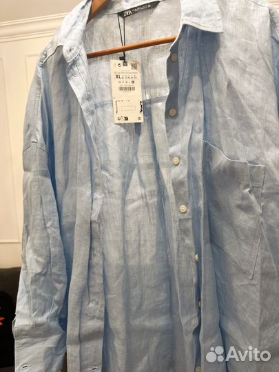 Льняная рубашка zara