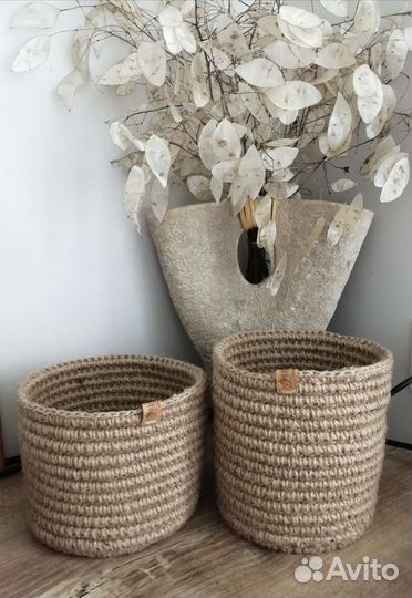 Корзина вязаная из джута