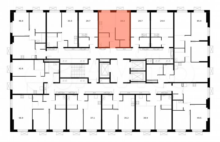 1-к. квартира, 33,3 м², 4/22 эт.