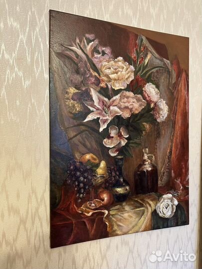 Картина маслом на холсте, натюрморт с цветами