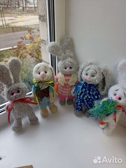 Вязаный заяц- мягкая игрушка