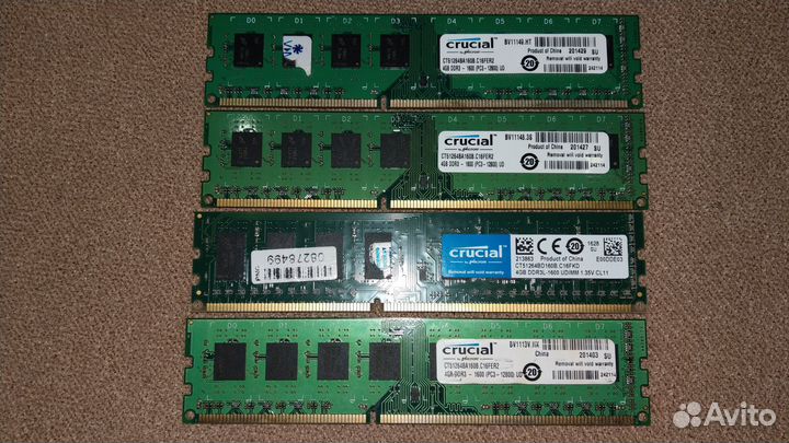 Ддр3 16гб 1600мгц (4*4), ddr4 16гб 3200мгц