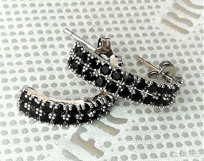 Серьги серебро сапфир, бирюза С438