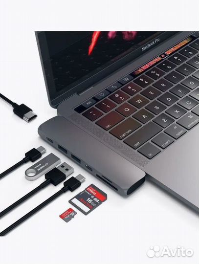 Адаптер Satechi Aluminum Pro Hub для Macbook