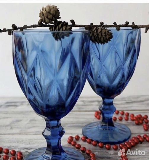 Бокал ромб разные цвета, набор из 6 штук