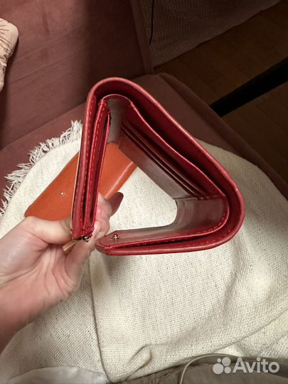Кошелек красный женский натуральная кожа