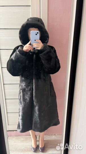 Искусственная шуба под норку с капюшоном