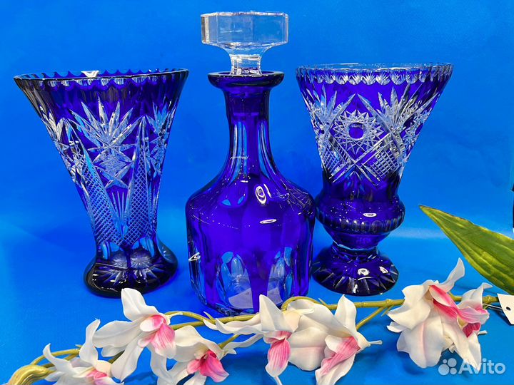 Ваза синий кобальт хрусталь 21 см Нахтман Германия