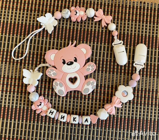 Именной держатель для соски пустышки грызунок