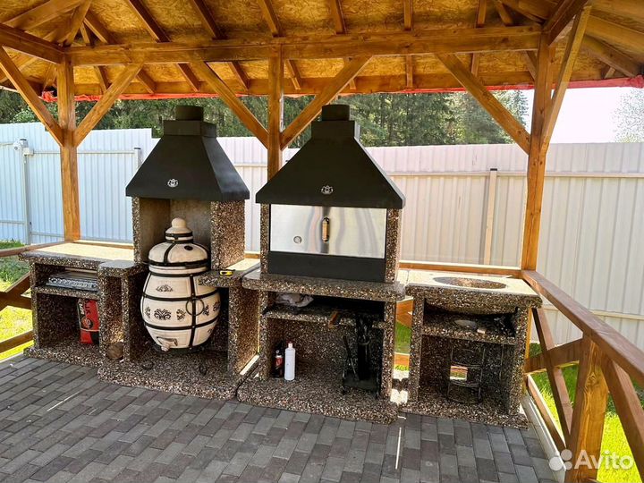 Печь барбекю, печь под казан, стол разделочный