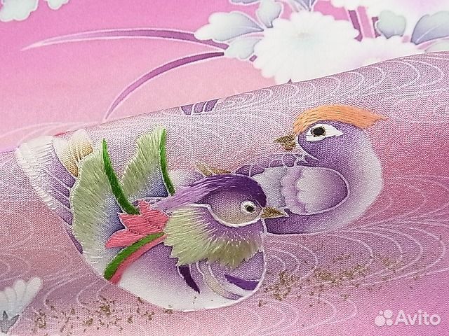 Кимоно Хомонги с уточками-мандаринками