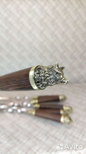 Шампуры в чехле, деревянные ручки 