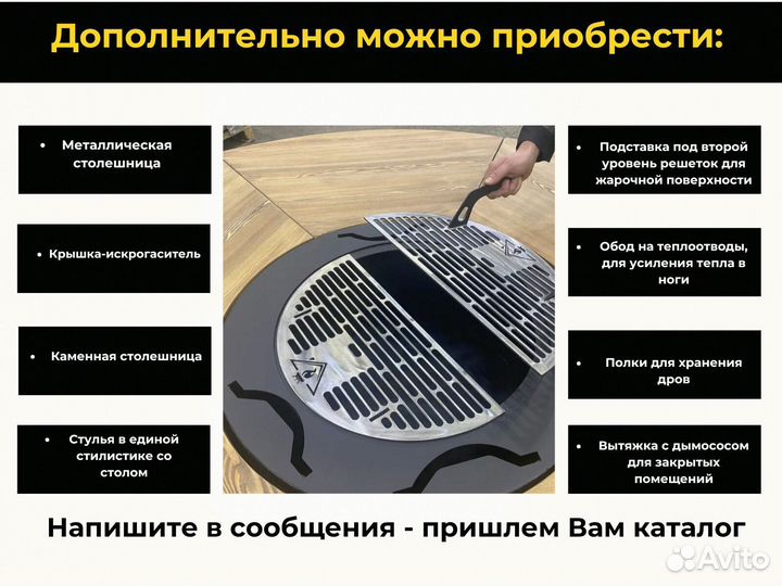 Стол с очагом, барбекю для загородного дома