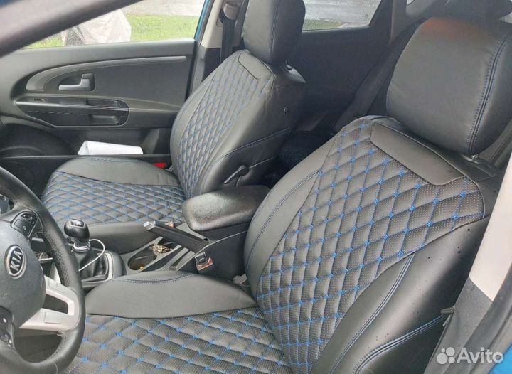 Чехлы премиум Kia Ceed (06-12) Эко-кожа ромб синий