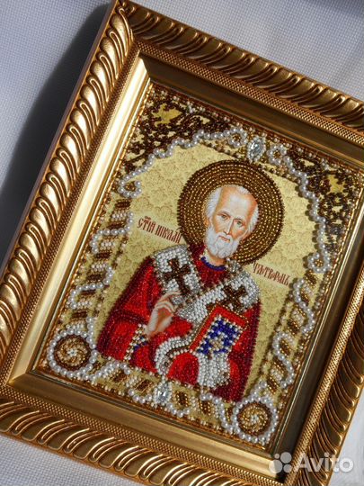 Икона Николай Чудотворец-бисером
