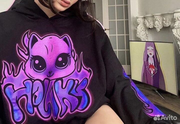 XS Haliky Flame Kitty hoodie худи халики