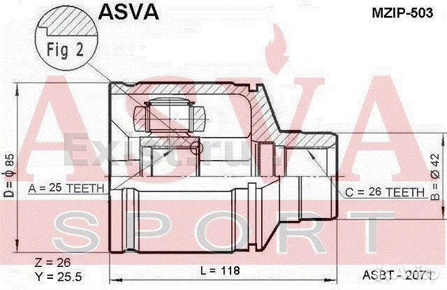 ШРУС внутренний правый 25X42X26 mzip-503 asva