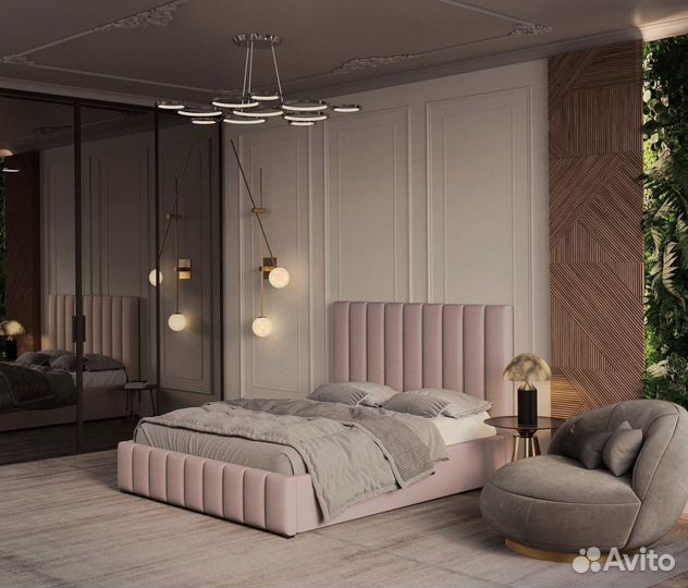 Кровать с мягким изголовьем