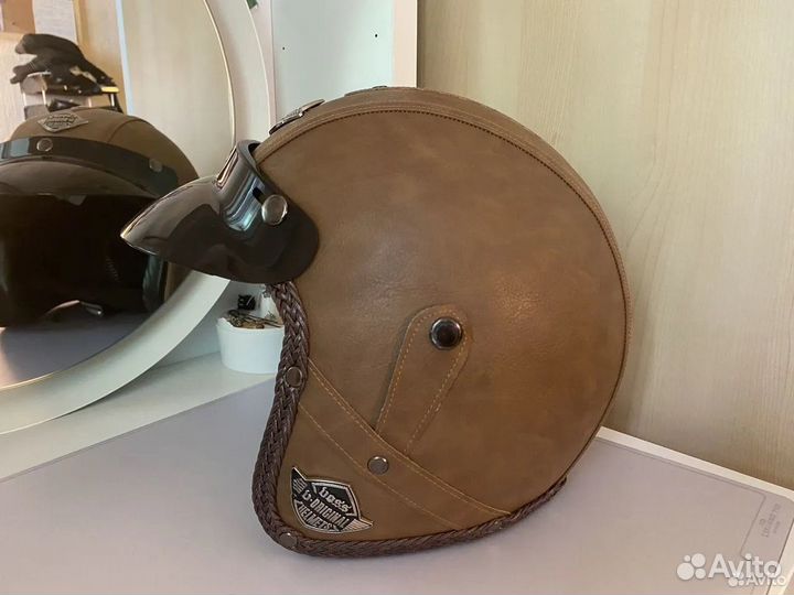 Мото шлем открытый кожа, новый SM