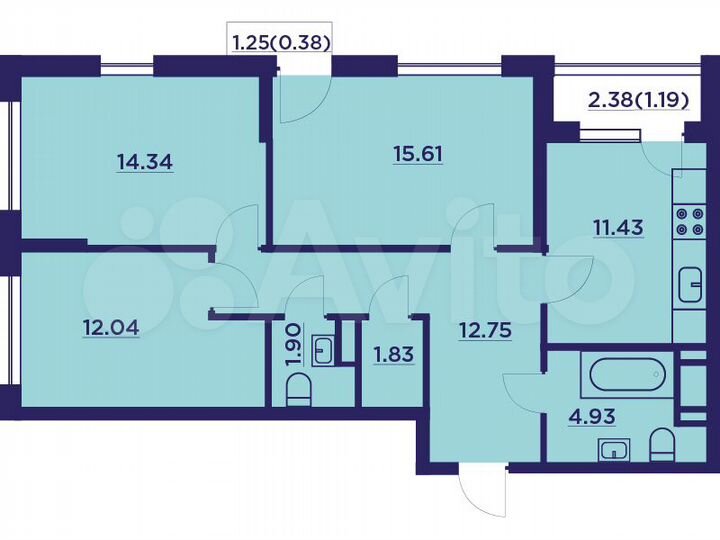 3-к. квартира, 80,1 м², 9/18 эт.