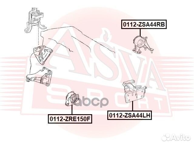 Опора двигателя задняя зад 0112ZSA44RB asva