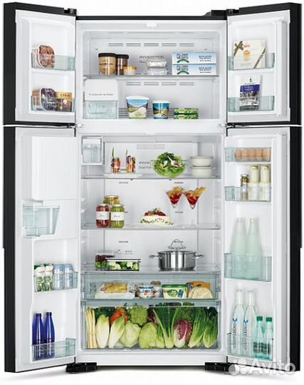 Холодильник hitachi R-W 662 PU7X GBK черное стекло