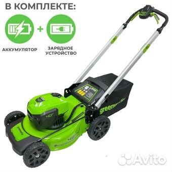 Акк. газонокосилка greenworks GD40LM48SPK4, 40В, б