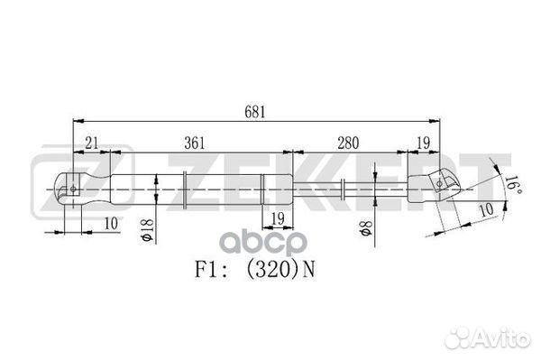 Пружина газовая капота прав. Kia Optima 11- gf