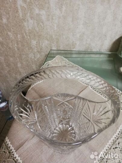 Хрустальная ваза, корзинка, Чехословакия