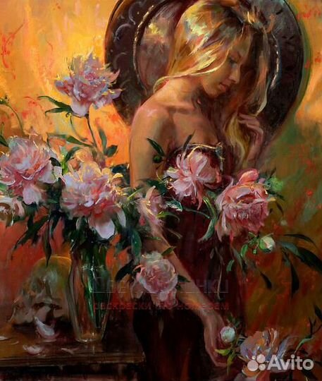 Картина по номерам 40x50 Обнаженная девушка за сад