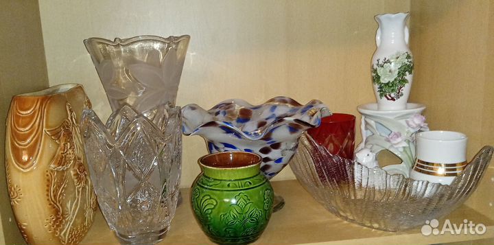 Вазы Хрусталь Фарфор Гутное Стекло Керамика СССР
