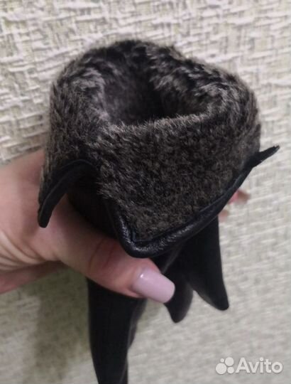 Перчатки женские кожаные зимние теплые