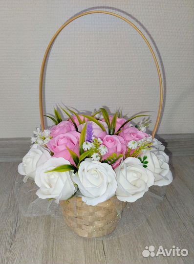 Мыльные цветы в корзинке