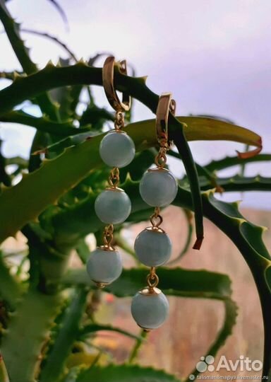 Браслет и серьги ручной работы из камня Пектолит