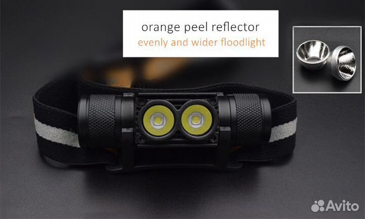 Налобный светодиодный фонарь 2x Cree XM-L2