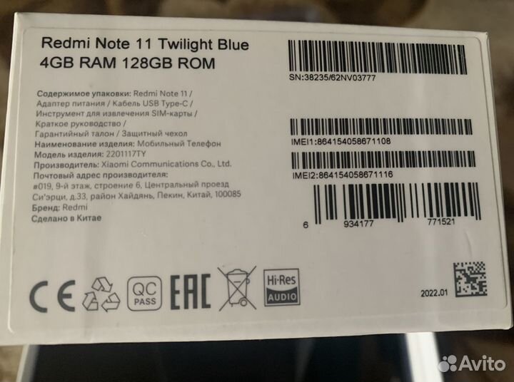 Xiaomi redmi note 11 4/128 NFC