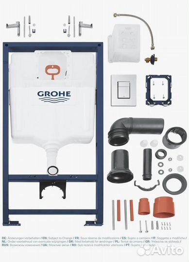 Инсталляция Grohe с черной кнопкой и унитазом