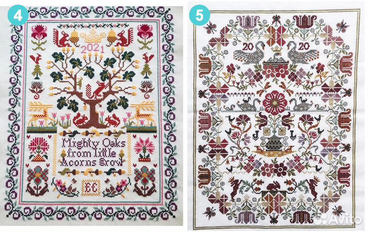 Редкие сэмплеры, cхемы для вышивания Long Dog