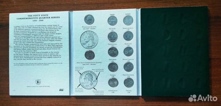 Коллекционные монеты из США 25 центов (50 штатов)