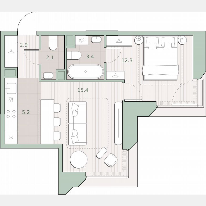 1-к. квартира, 41,3 м², 5/13 эт.