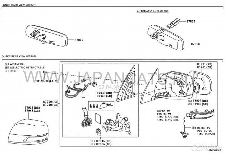Зеркало toyota land cruiser prado 150 09- RH Ориг