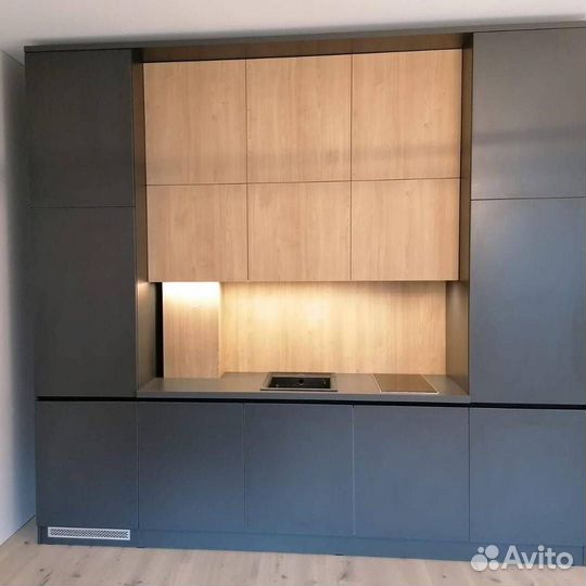 Кухонный гарнитур прямой новый в стиле хай тек